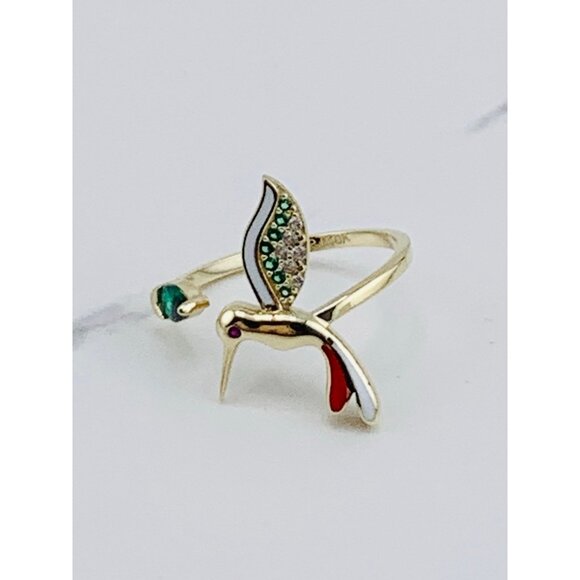 ❤️ 10k solid gold hummingbird ❤️ Size 7 or 8 - can be adjusted colibri - Picture 4 of 9